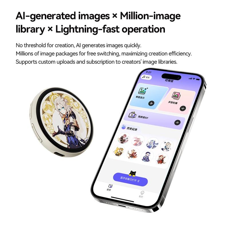 📱 Pixel Touch Digital Badge Screen – 📸 500 mAh lättviktig foto-/video-/GIF-pin