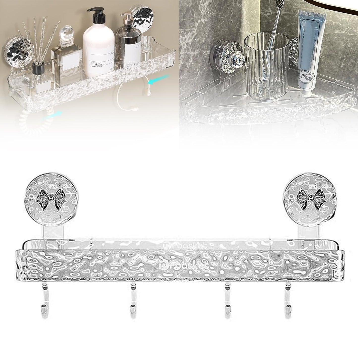 Leichtes, stanzfreies Aufbewahrungsregal im Luxusstil/Suction cup wall-mounted storage rack
