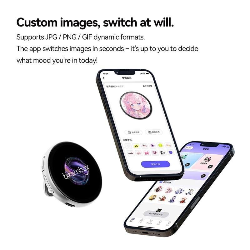 📱 Pixel Touch Digital Badge Screen – 📸 500 mAh lättviktig foto-/video-/GIF-pin