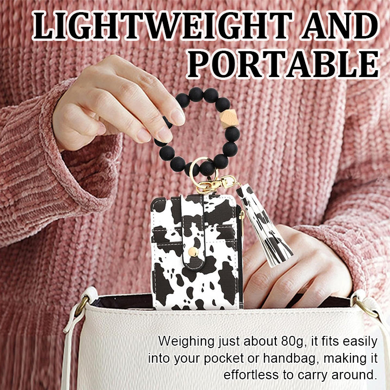 Plånbok i läder med pärlor