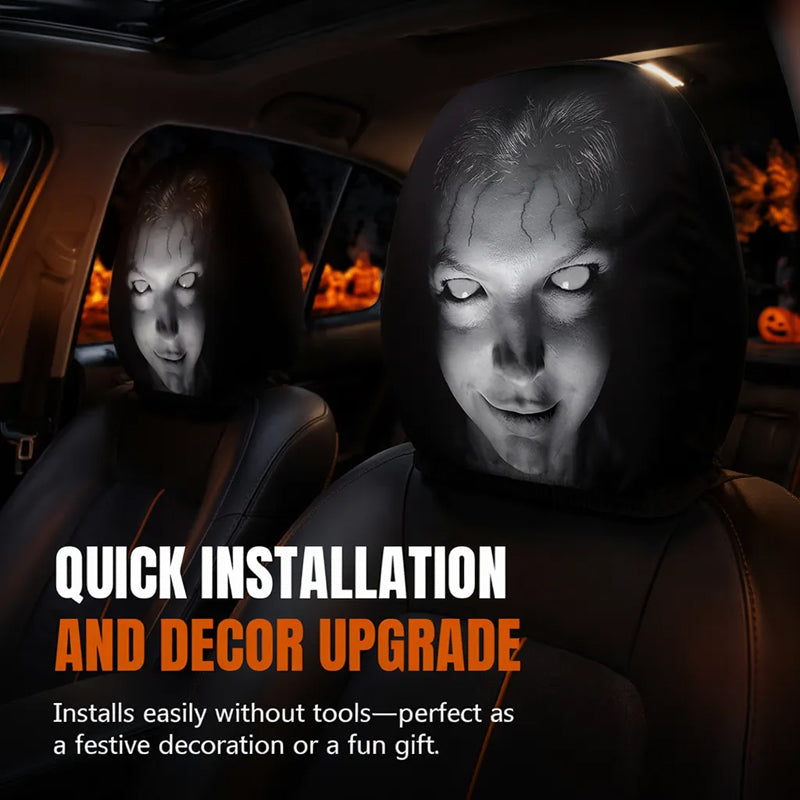 Funny Face Printed Headrest Cover – Car Interior Accessory