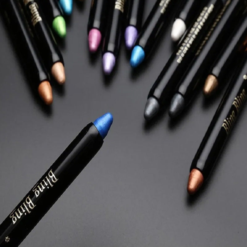 15 Farben Fluoreszierender Lidschattenstift Wasserfester Glitter Eyeshadow Eyeliner