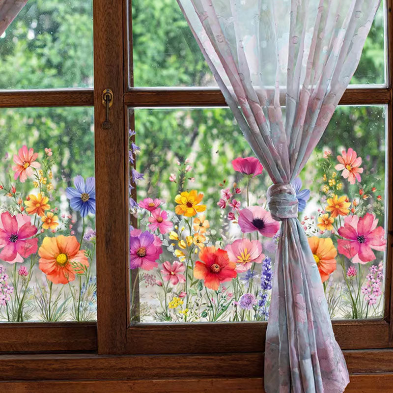 💐Bunter Blumenstrauß Fensteraufkleber🖼️(Zuschnitt frei wählbar)