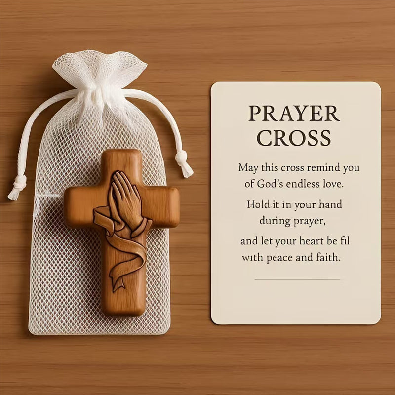 💕✝️Träkors med fickkort💯🪵Handskuren 3D-present till dina nära och kära!