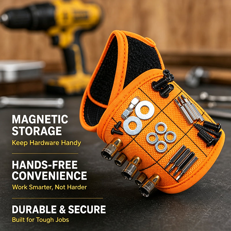 Magnetic Wristband Tool Holder for Screws, Nails & Small Parts