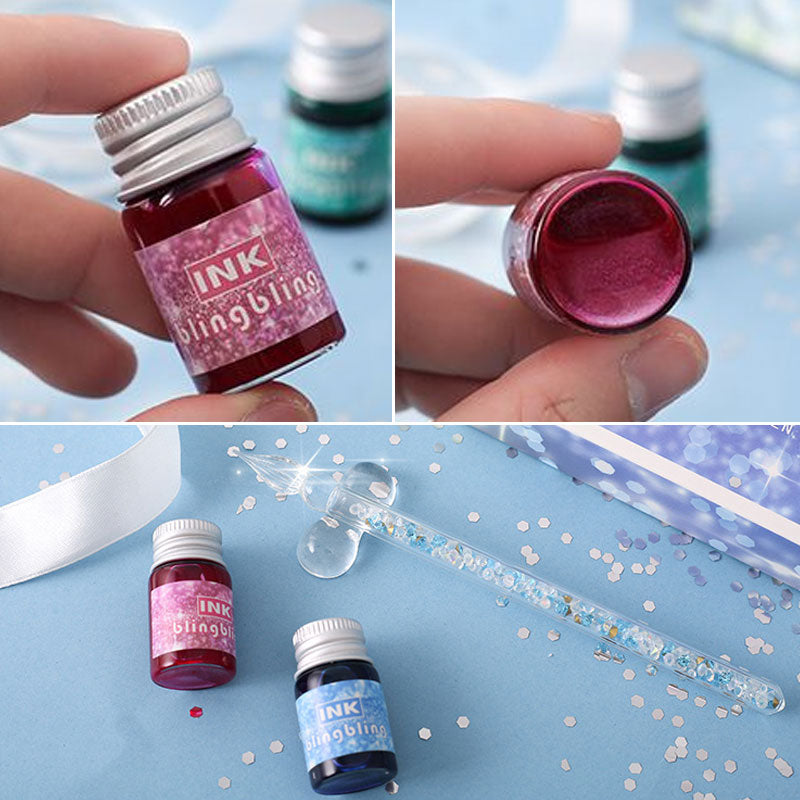 Glaspenna med skimrande bläckset