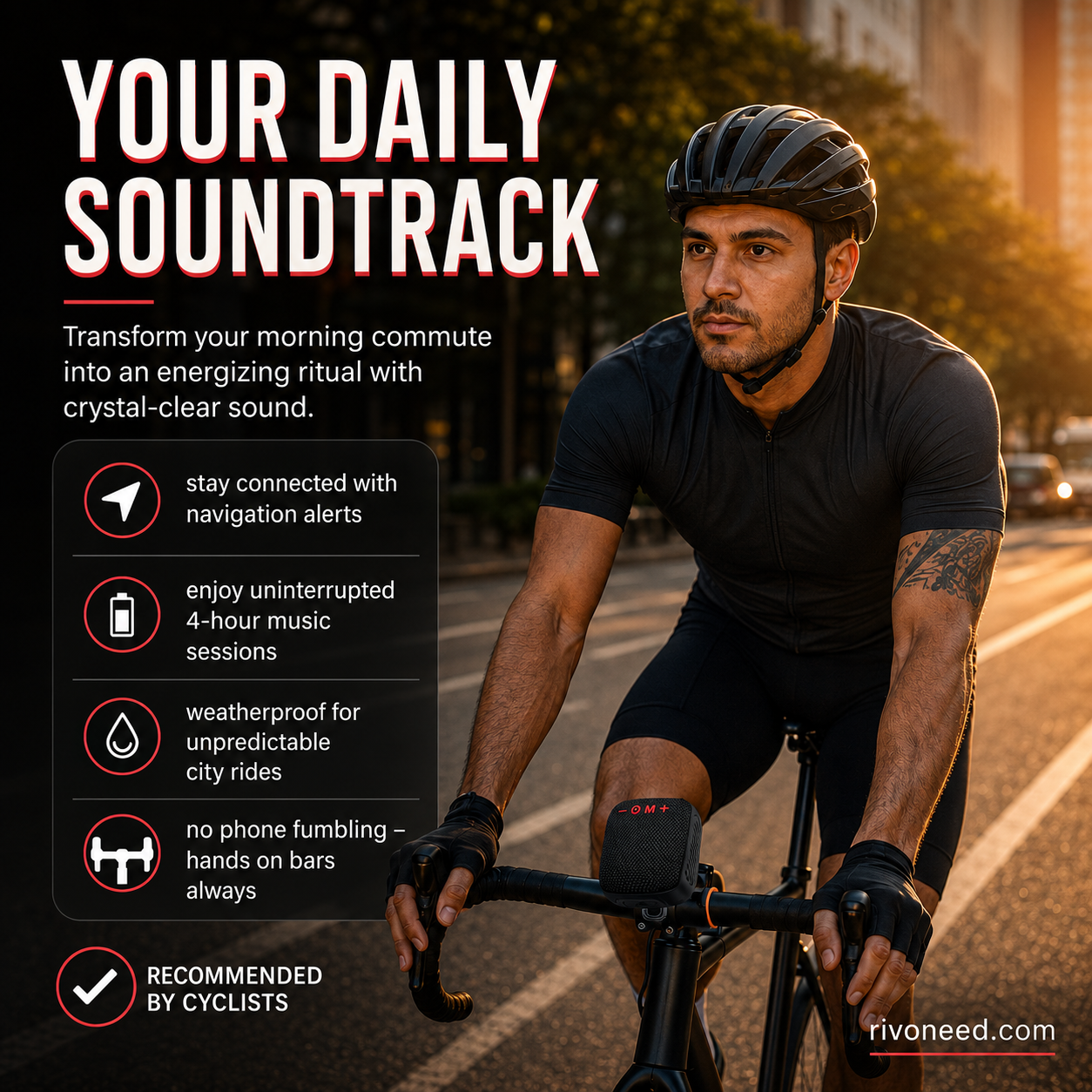 🎵Vattentät Bluetooth-högtalare för cykel med monteringsfäste