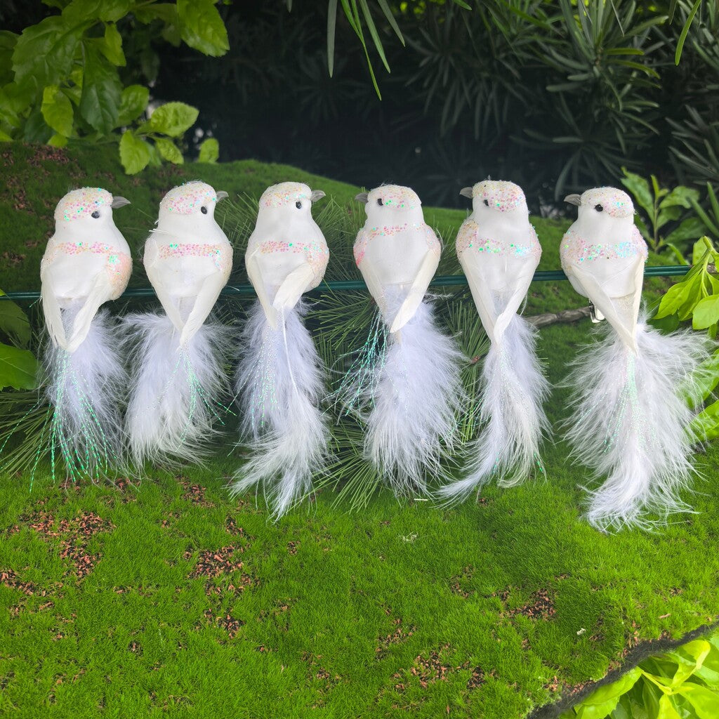 🐦 Artificial feathered birds with clip (12 pieces per pack)