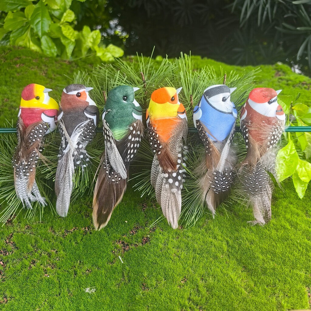 🐦 Artificial feathered birds with clip (12 pieces per pack)
