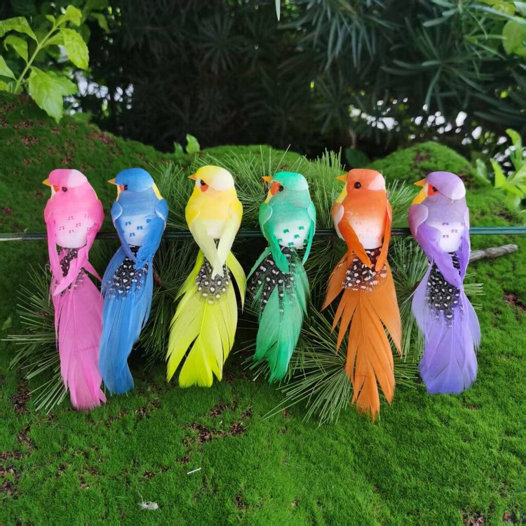 🐦 Artificial feathered birds with clip (12 pieces per pack)