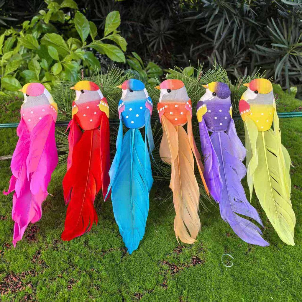 🐦 Artificial feathered birds with clip (12 pieces per pack)