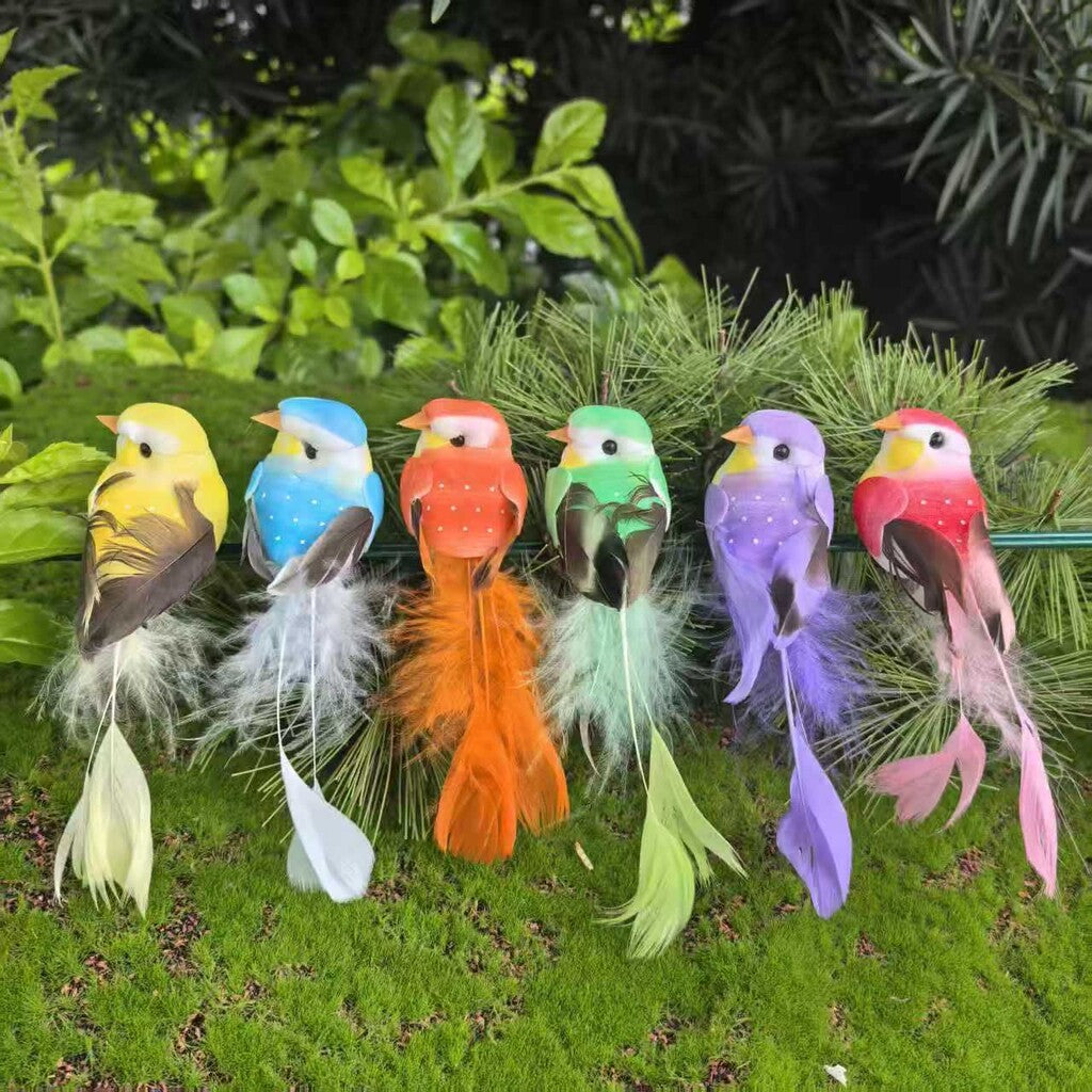 🐦 Artificial feathered birds with clip (12 pieces per pack)