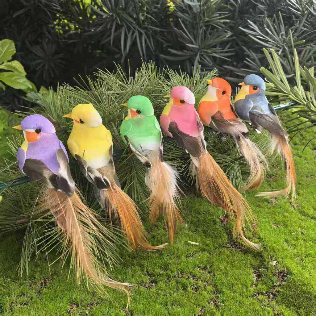 🐦 Artificial feathered birds with clip (12 pieces per pack)