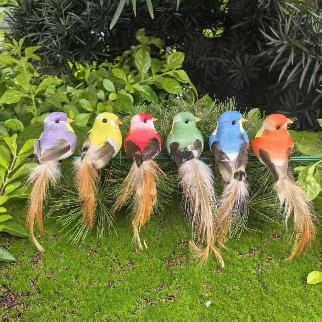 🐦 Artificial feathered birds with clip (12 pieces per pack)