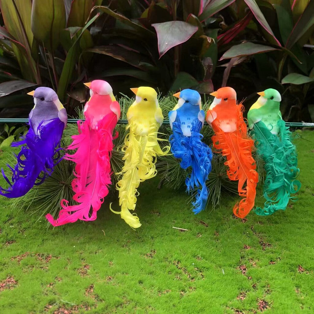 🐦 Artificial feathered birds with clip (12 pieces per pack)