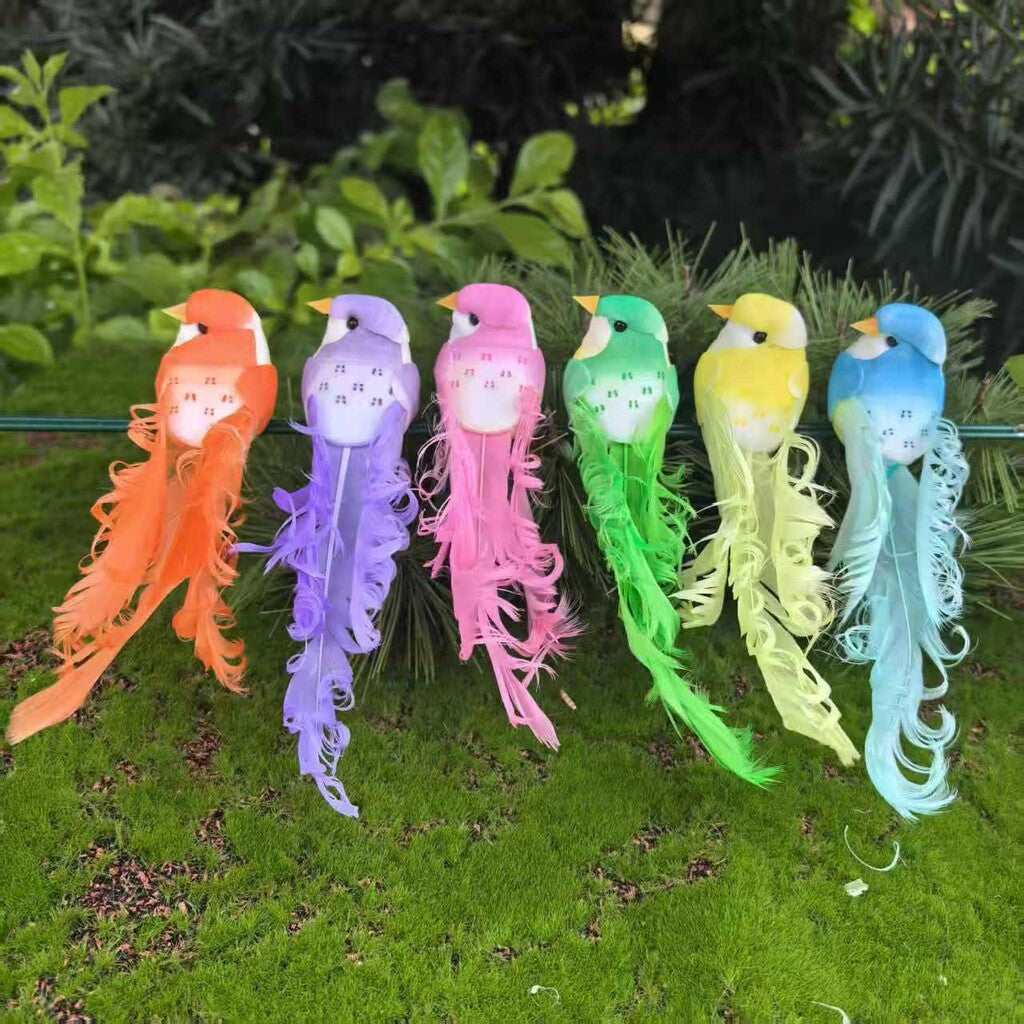 🐦 Artificial feathered birds with clip (12 pieces per pack)