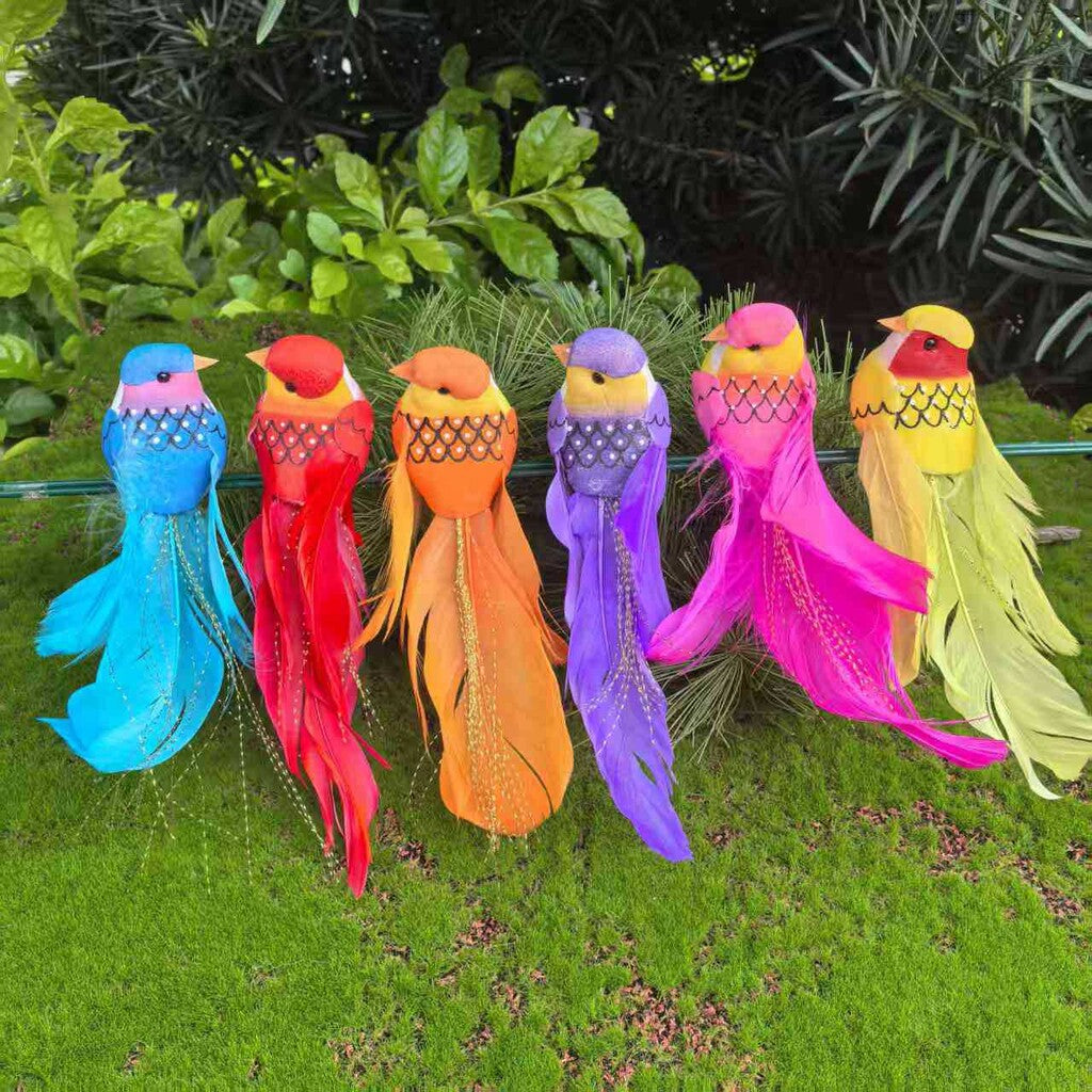 🐦 Artificial feathered birds with clip (12 pieces per pack)