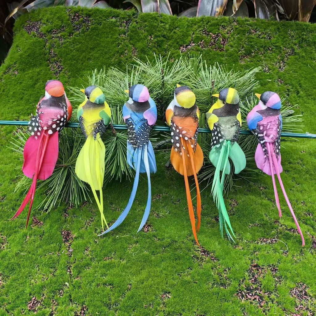 🐦 Artificial feathered birds with clip (12 pieces per pack)