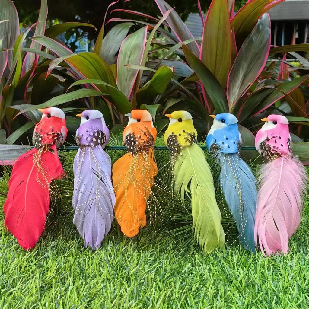 🐦 Artificial feathered birds with clip (12 pieces per pack)