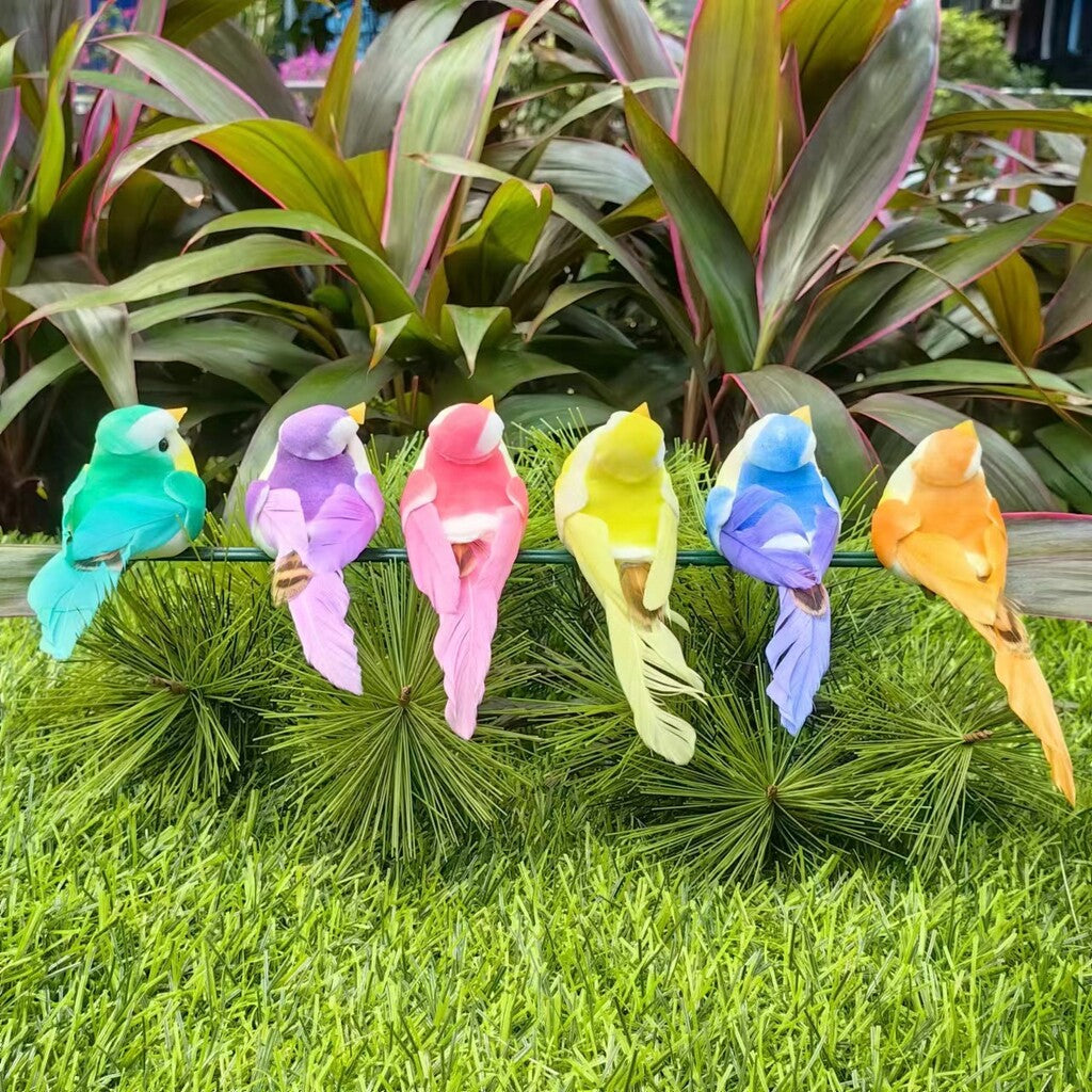 🐦 Artificial feathered birds with clip (12 pieces per pack)