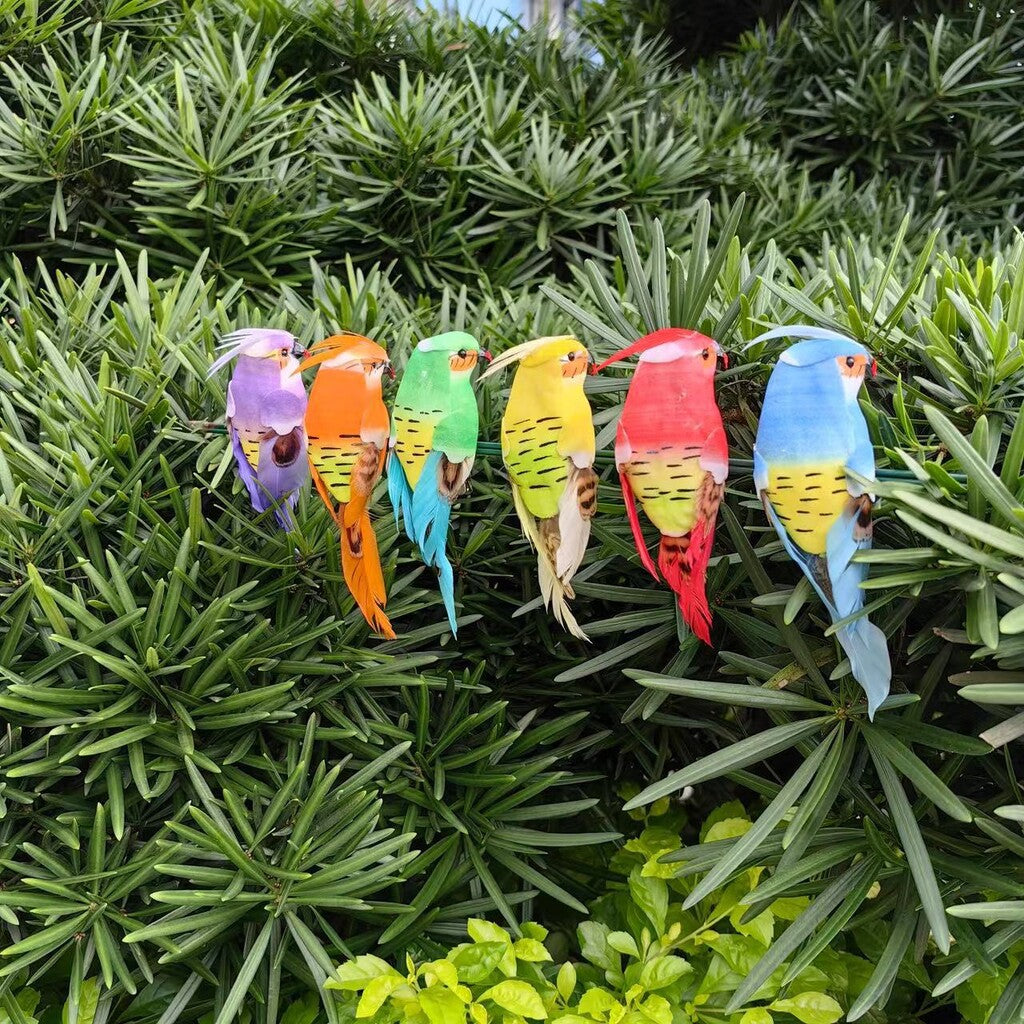 🐦 Artificial feathered birds with clip (12 pieces per pack)