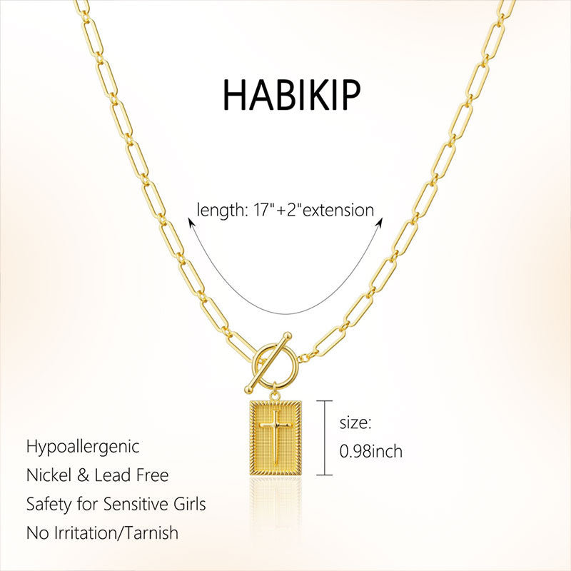 ✝️Paperclip OT-spänne med kors – vattentätt, blekningsbeständigt, unisex✨💫