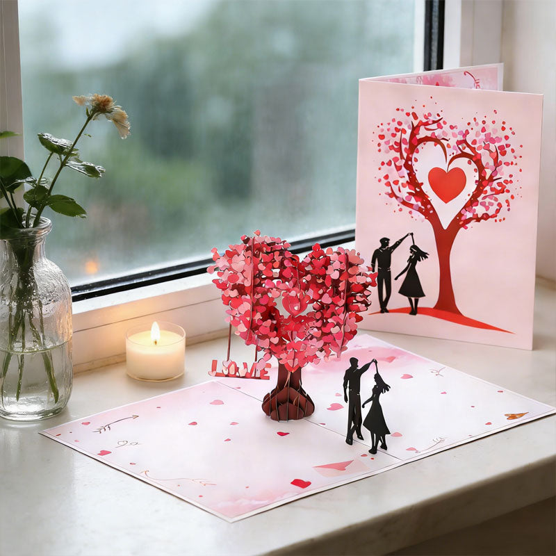 Romantiskt 3D-gratulationskort "Dancing Under the Heart Tree"