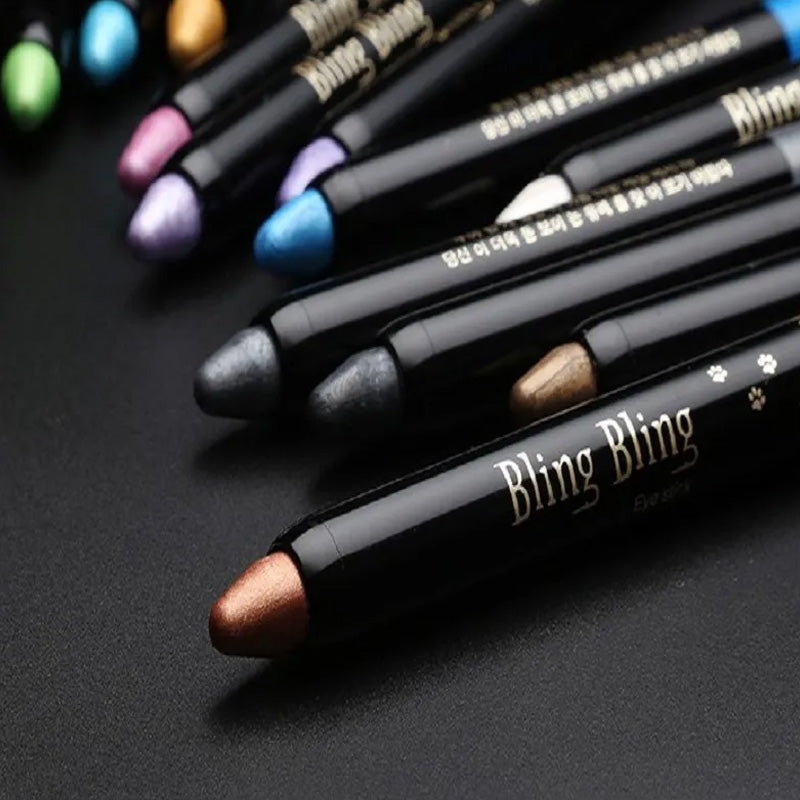 15 Farben Fluoreszierender Lidschattenstift Wasserfester Glitter Eyeshadow Eyeliner