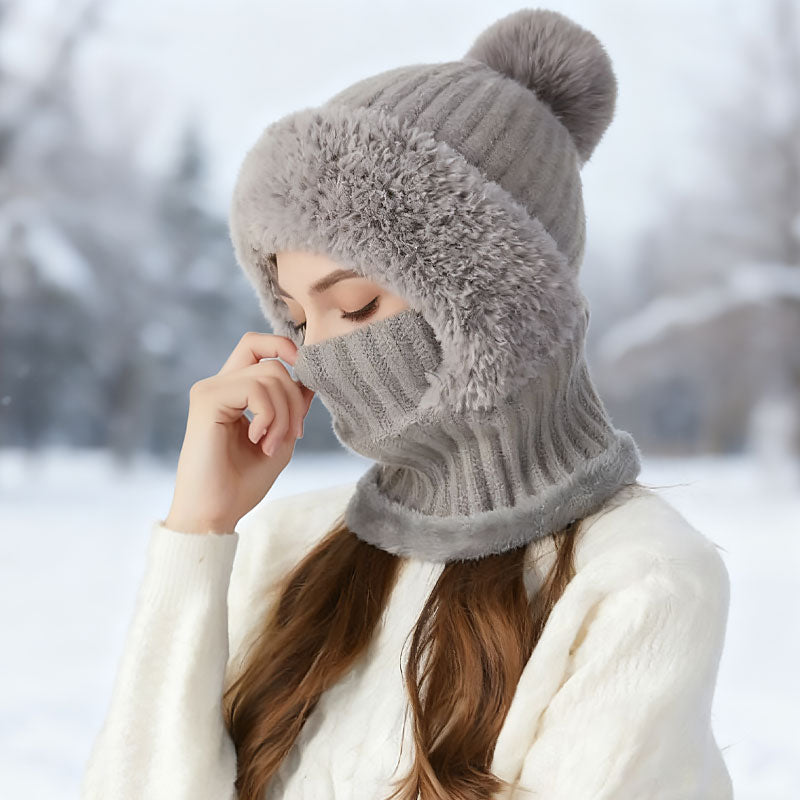❄️ 3-i-1 tjock plyschvintermössa🧣