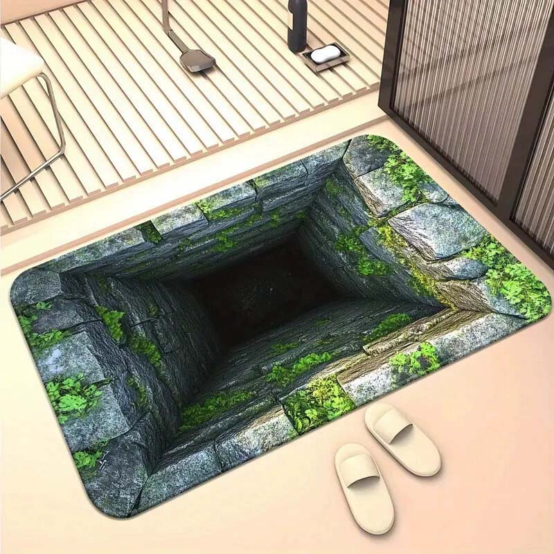 Visuell illusion Endless Abyss-mönster HD-tryckt halkfri dörrmatta