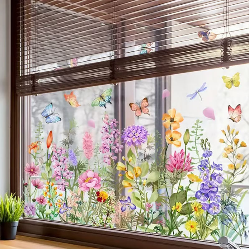 💐Bunter Blumenstrauß Fensteraufkleber🖼️(Zuschnitt frei wählbar)