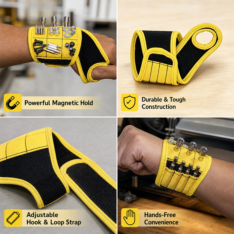 Magnetic Wristband Tool Holder for Screws, Nails & Small Parts