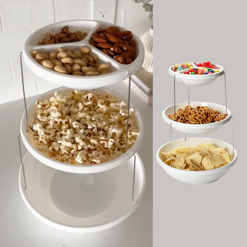 3 i 1 Snackklassificering Förvaringsskål Vikbar frukttallrik