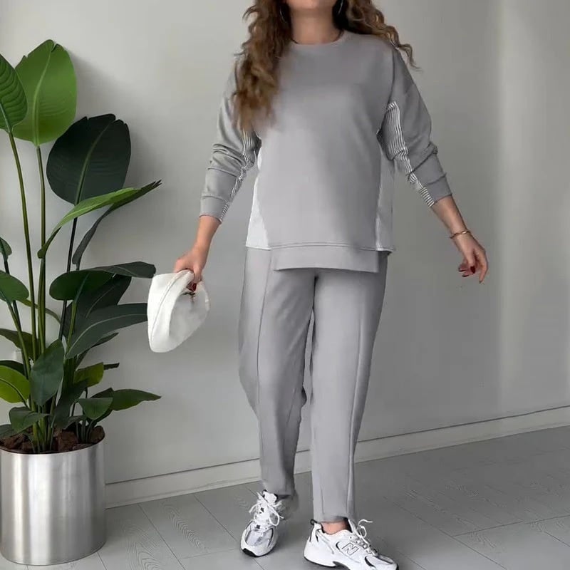 2025 Ny👗✨Design 2-delat loungeset i färgblocksdesign för kvinnor