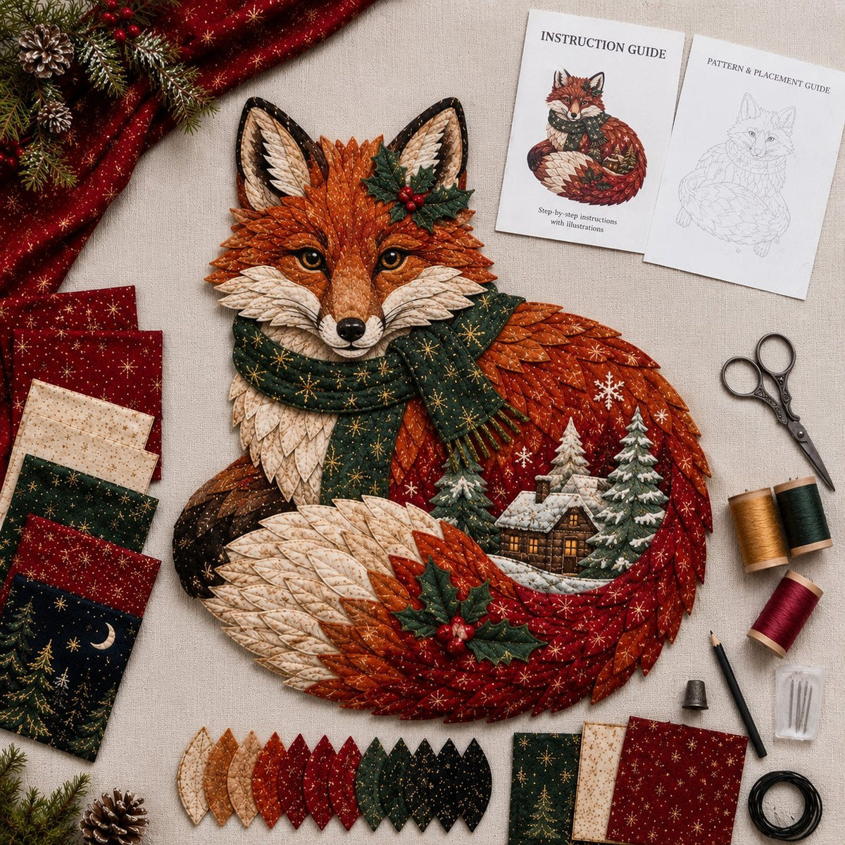 🔥Last Day 49% OFF - 🎄🎅Christmas Woodland Wildlife DIY Patchwork Kit – ✨Create a Festive Handmade Keepsake (📦Buy 2 Free Shipping)