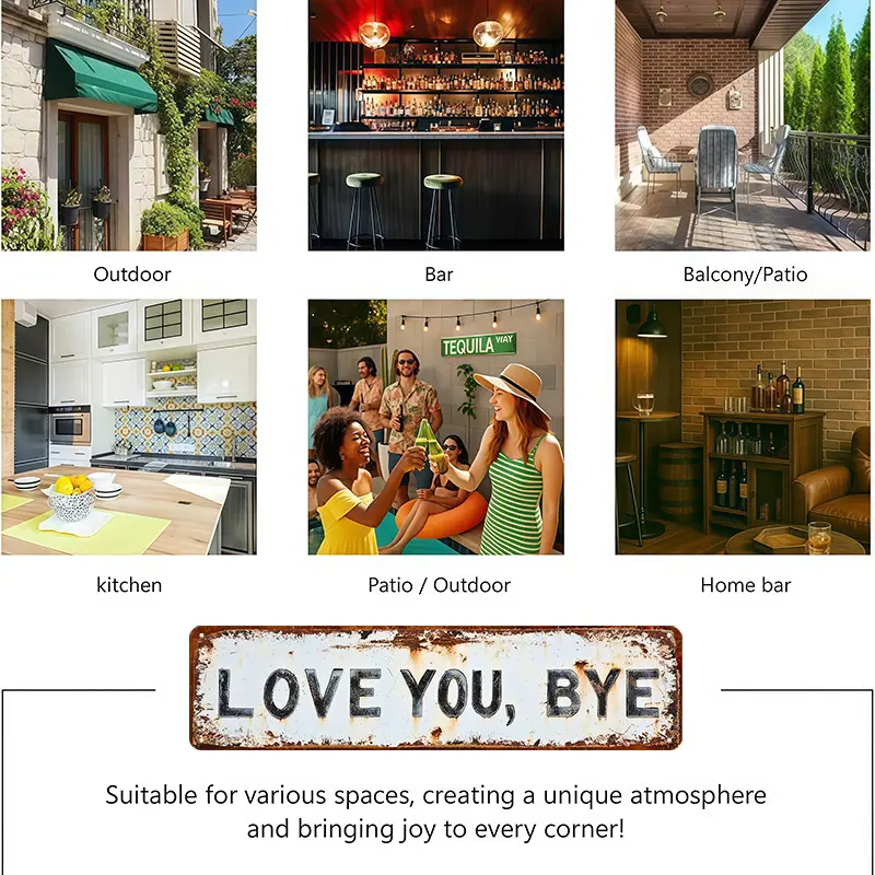 ❤️ LOVE YOU, BYE – Vintage metallskylt för vägg