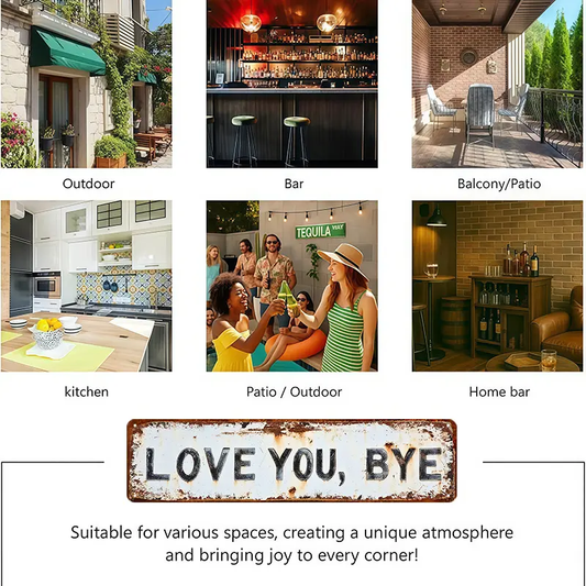❤️ LOVE YOU, BYE – Vintage metallskylt för vägg