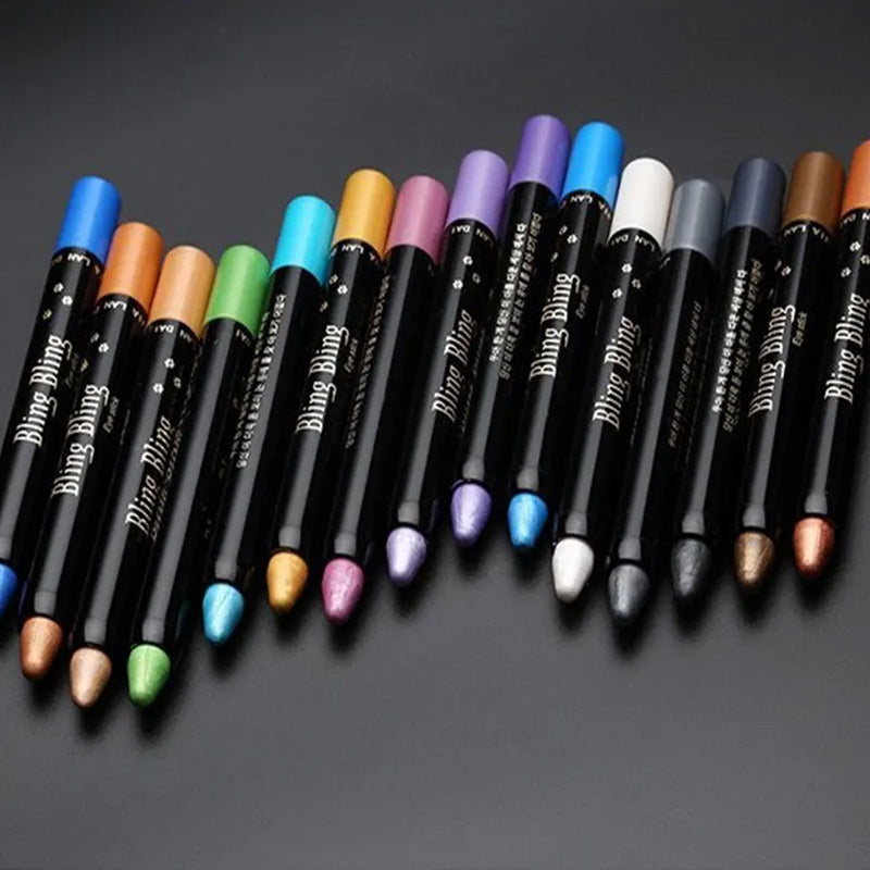 15 Farben Fluoreszierender Lidschattenstift Wasserfester Glitter Eyeshadow Eyeliner