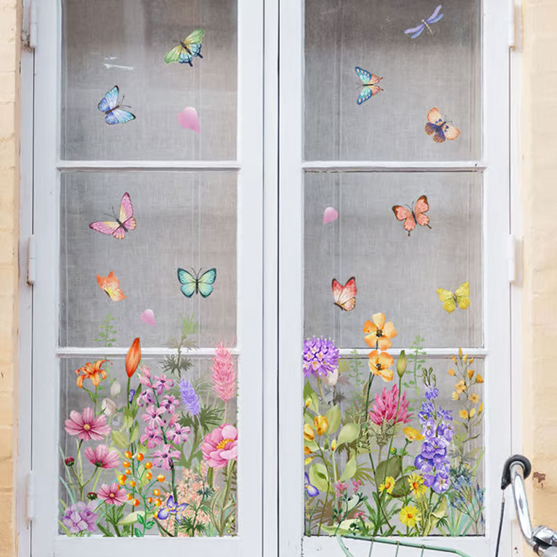 💐Bunter Blumenstrauß Fensteraufkleber🖼️(Zuschnitt frei wählbar)