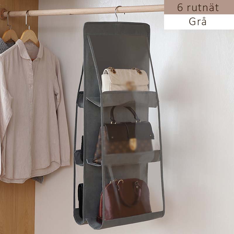 Hängande förvaringspåse – dubbelsidig transparent design, oumbärlig för att organisera din garderob.