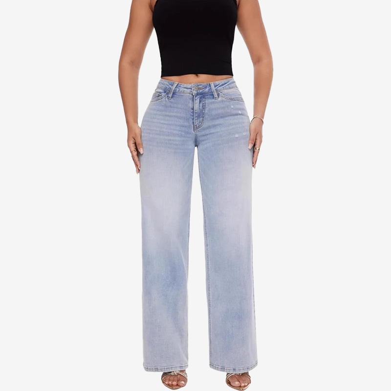 👖 Mellanhöga jeansbyxor med raka ben
