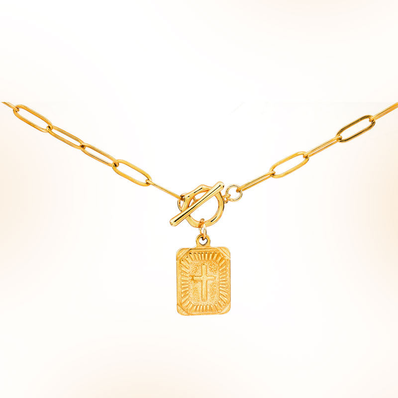 ✝️Paperclip OT-spänne med kors – vattentätt, blekningsbeständigt, unisex✨💫