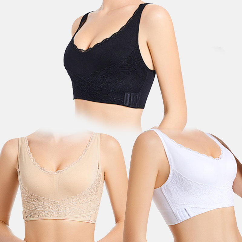 Sport-bh med spetsrygg - Tredelat set