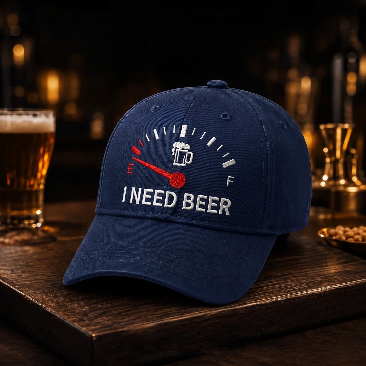 🍺 Broderad basebollkeps med texten ”I NEED BEER” – Unisex-minneskeps🧢 100 % bomull