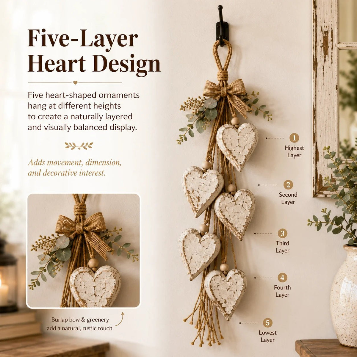 🍂🤎Wall decoration: Heart to hang up