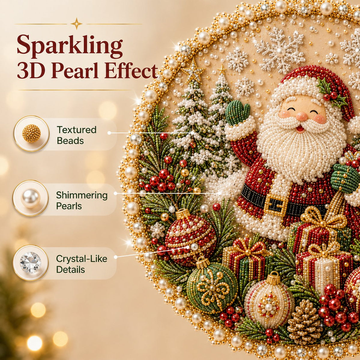 🌸🌻🍂🎄 Four Seasons & Holiday Pearl Art Hanging Wreath Kit | Luxury Flocked Canvas with Scratch-Resistant Non-Fading Pearl Beads DIY Handmade Seasonal Decor 💎