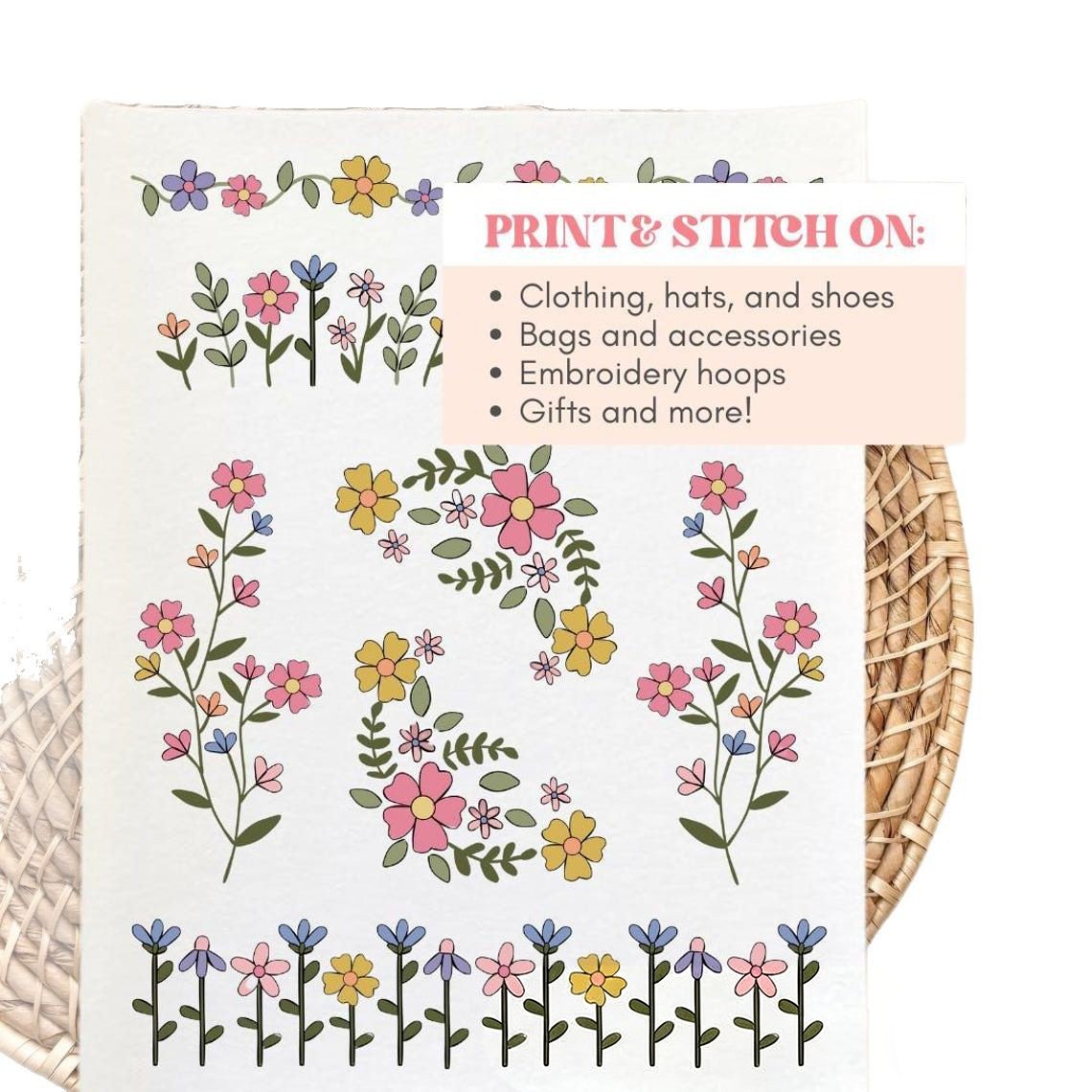 🌸Blommor Blommönster Broderimönster – Stick & Stitch för nybörjare