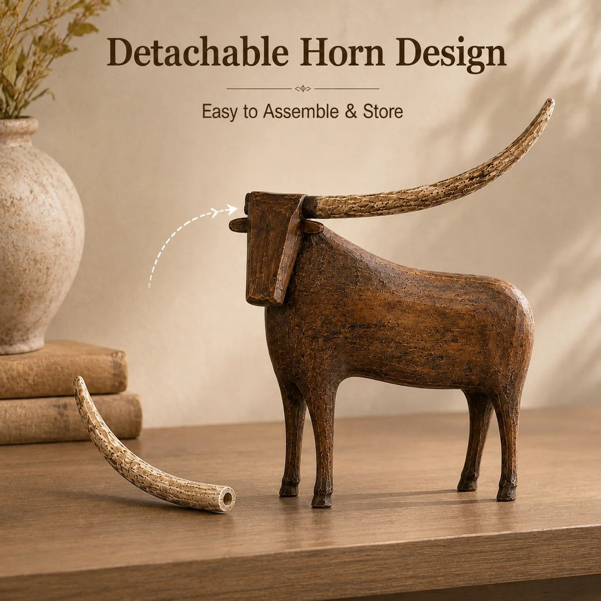 Vintage Longhorn Bull Sculpture