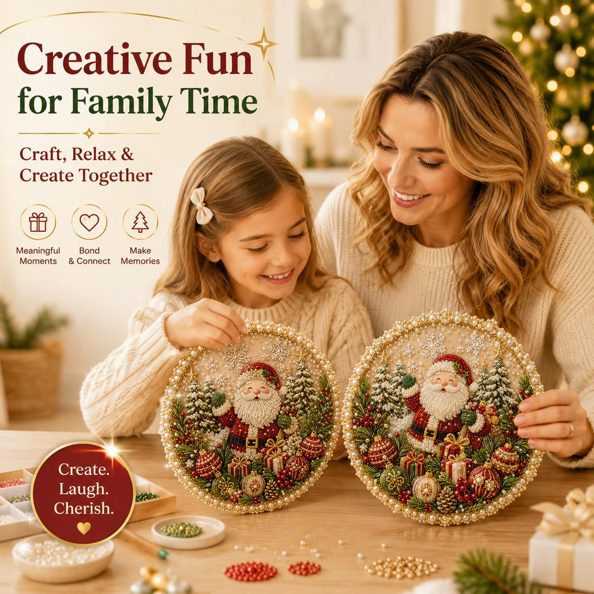 🌸🌻🍂🎄 Four Seasons & Holiday Pearl Art Hanging Wreath Kit | Luxury Flocked Canvas with Scratch-Resistant Non-Fading Pearl Beads DIY Handmade Seasonal Decor 💎