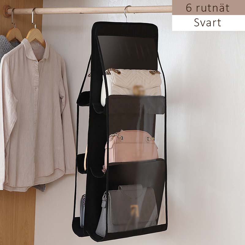 Hängande förvaringspåse – dubbelsidig transparent design, oumbärlig för att organisera din garderob.